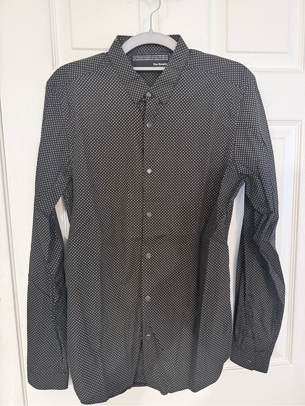 The Kooples Black Micro-Dot Long-Sleeve Dress Shirt